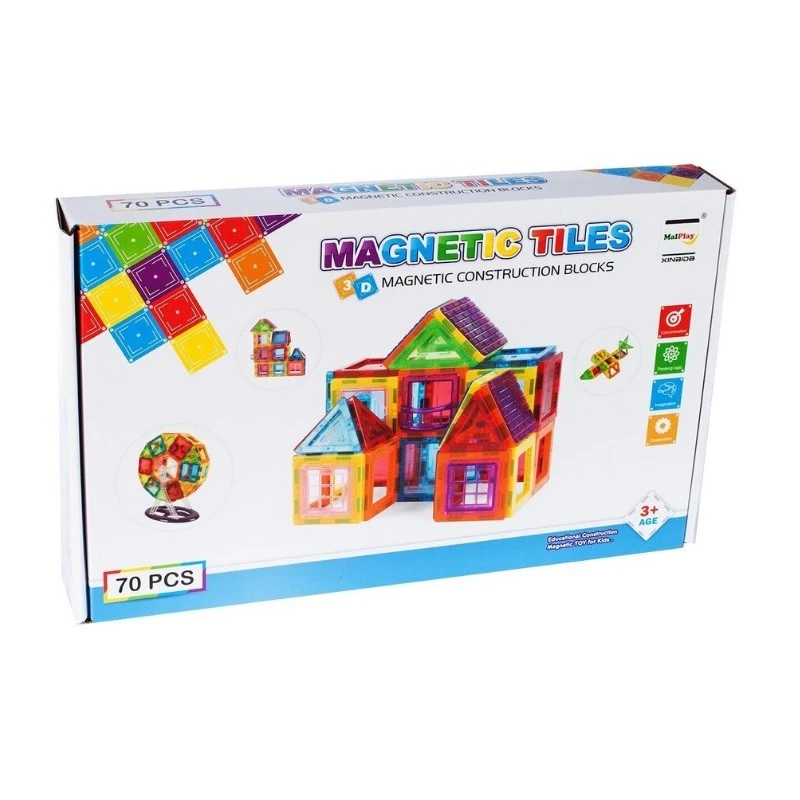 Магнитен конструктор MalPlay Magnetic Tiles 70 части